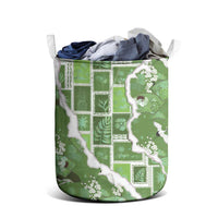 Hawaii Japanese Culture Sage Green Laundry Basket Spring Cranes Aloha Pattern LT01 - Polynesian Pride