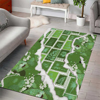 Hawaii Japanese Culture Sage Green Area Rug Spring Cranes Aloha Pattern LT01 - Polynesian Pride