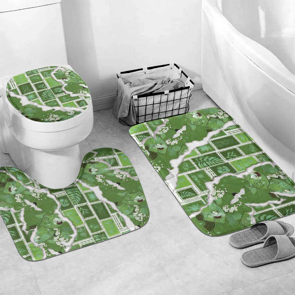 Hawaii Japanese Culture Sage Green Bathroom Set Spring Cranes Aloha Pattern LT01 Mat Set Only (3 pcs) One Size Sage - Polynesian Pride