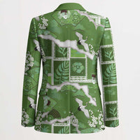 Hawaii Japanese Culture Sage Green Blazer Spring Cranes Aloha Pattern LT01 - Polynesian Pride