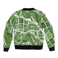 Hawaii Japanese Culture Sage Green Bomber Jacket Spring Cranes Aloha Pattern LT01 - Polynesian Pride