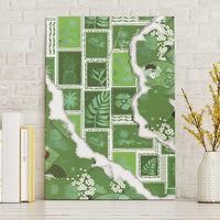 Hawaii Japanese Culture Sage Green Canvas Wall Art Spring Cranes Aloha Pattern LT01 Without Frame Sage - Polynesian Pride