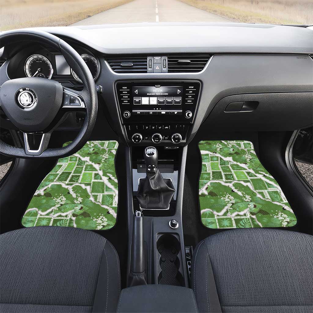 Hawaii Japanese Culture Sage Green Car Mats Spring Cranes Aloha Pattern LT01 Set 2pcs - Front Sage - Polynesian Pride