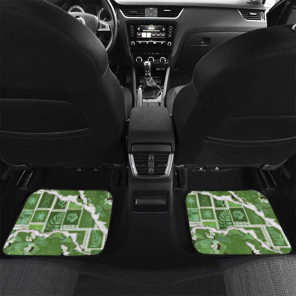 Hawaii Japanese Culture Sage Green Car Mats Spring Cranes Aloha Pattern LT01 Set 2pcs - Back Sage - Polynesian Pride