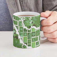 Hawaii Japanese Culture Sage Green Ceramic Mug Spring Cranes Aloha Pattern LT01 - Polynesian Pride