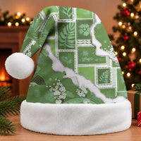 Hawaii Japanese Culture Sage Green Christmas Santa Hat Spring Cranes Aloha Pattern LT01 Without Fur Sage - Polynesian Pride