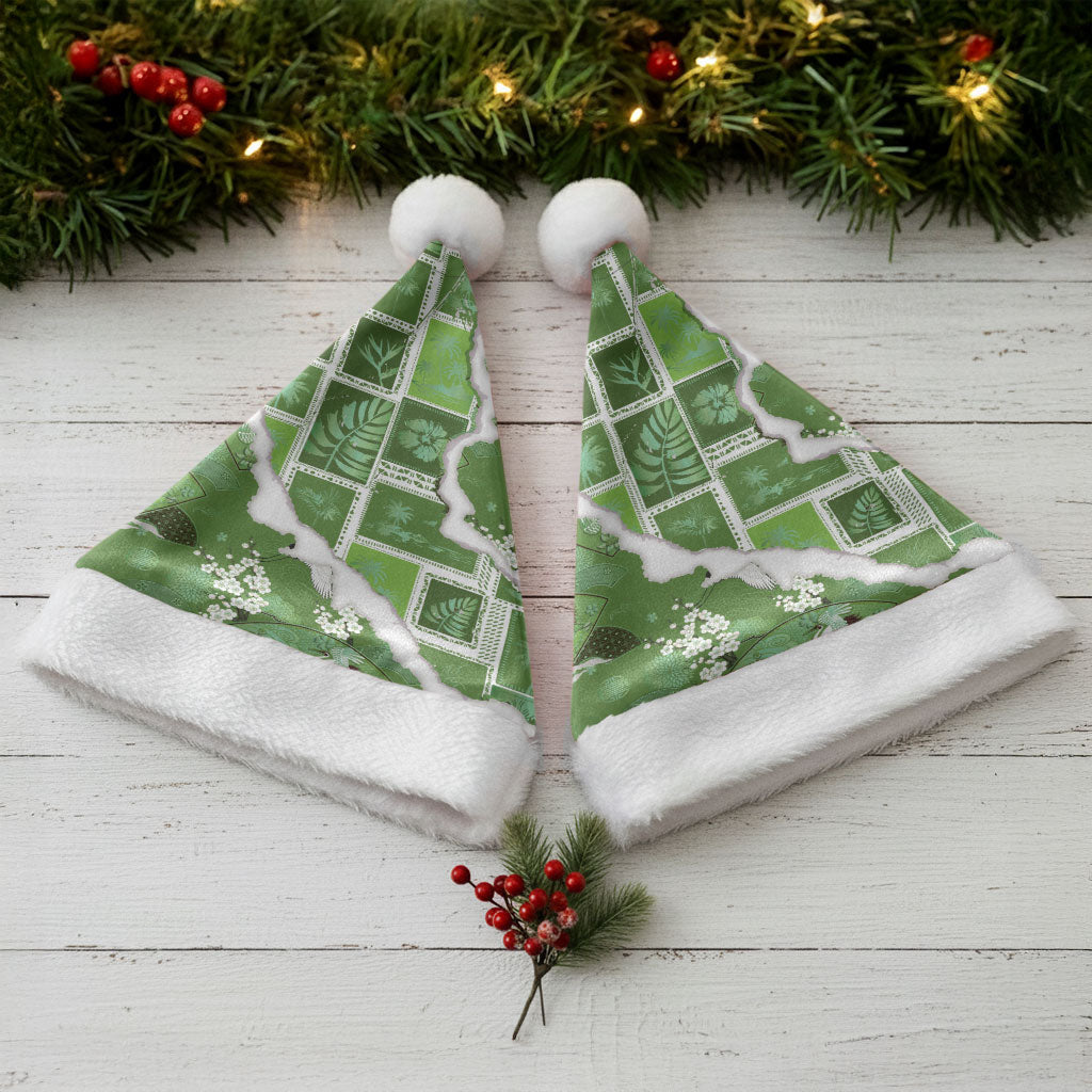 Hawaii Japanese Culture Sage Green Christmas Santa Hat Spring Cranes Aloha Pattern LT01 - Polynesian Pride