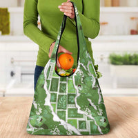 Hawaii Japanese Culture Sage Green Grocery Bag Spring Cranes Aloha Pattern LT01 - Polynesian Pride