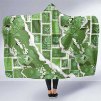 Hawaii Japanese Culture Sage Green Hooded Blanket Spring Cranes Aloha Pattern LT01 One Size Sage - Polynesian Pride