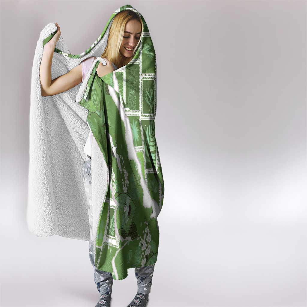 Hawaii Japanese Culture Sage Green Hooded Blanket Spring Cranes Aloha Pattern LT01 - Polynesian Pride