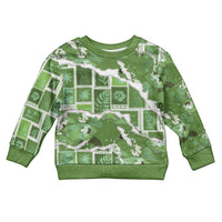 Hawaii Japanese Culture Sage Green Kid Ugly Christmas Sweater Spring Cranes Aloha Pattern LT01 Kid Sage - Polynesian Pride