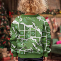 Hawaii Japanese Culture Sage Green Kid Ugly Christmas Sweater Spring Cranes Aloha Pattern LT01 - Polynesian Pride