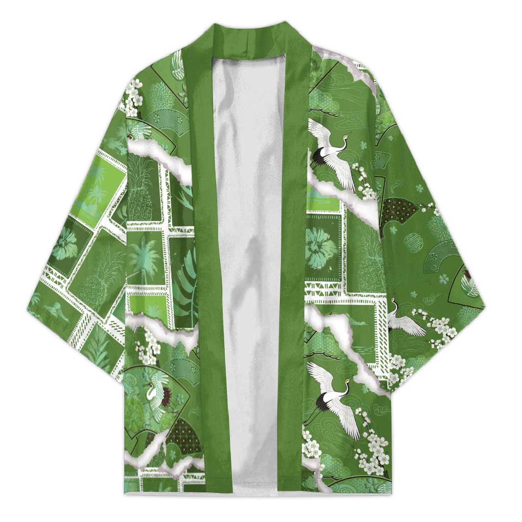 Hawaii Japanese Culture Sage Green Kimono Spring Cranes Aloha Pattern LT01 Unisex Sage - Polynesian Pride