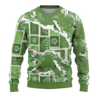 Hawaii Japanese Culture Sage Green Ugly Christmas Sweater Spring Cranes Aloha Pattern LT01 - Polynesian Pride