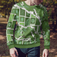 Hawaii Japanese Culture Sage Green Ugly Christmas Sweater Spring Cranes Aloha Pattern LT01 - Polynesian Pride