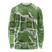 Hawaii Japanese Culture Sage Green Long Sleeve Shirt Spring Cranes Aloha Pattern LT01 Unisex Sage - Polynesian Pride