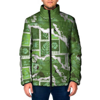 Hawaii Japanese Culture Sage Green Padded Jacket Spring Cranes Aloha Pattern LT01 Men Sage - Polynesian Pride