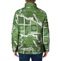 Hawaii Japanese Culture Sage Green Padded Jacket Spring Cranes Aloha Pattern LT01 - Polynesian Pride