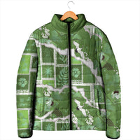 Hawaii Japanese Culture Sage Green Padded Jacket Spring Cranes Aloha Pattern LT01 - Polynesian Pride
