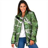 Hawaii Japanese Culture Sage Green Padded Jacket Spring Cranes Aloha Pattern LT01 Women Sage - Polynesian Pride
