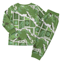 Hawaii Japanese Culture Sage Green Christmas Pajama Set Spring Cranes Aloha Pattern LT01 - Polynesian Pride