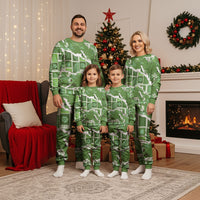 Hawaii Japanese Culture Sage Green Christmas Pajama Set Spring Cranes Aloha Pattern LT01 - Polynesian Pride