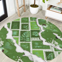 Hawaii Japanese Culture Sage Green Round Carpet Spring Cranes Aloha Pattern LT01 Sage - Polynesian Pride