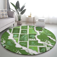 Hawaii Japanese Culture Sage Green Round Carpet Spring Cranes Aloha Pattern LT01 - Polynesian Pride