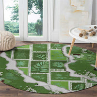 Hawaii Japanese Culture Sage Green Round Carpet Spring Cranes Aloha Pattern LT01 - Polynesian Pride