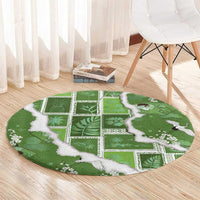 Hawaii Japanese Culture Sage Green Round Carpet Spring Cranes Aloha Pattern LT01 - Polynesian Pride