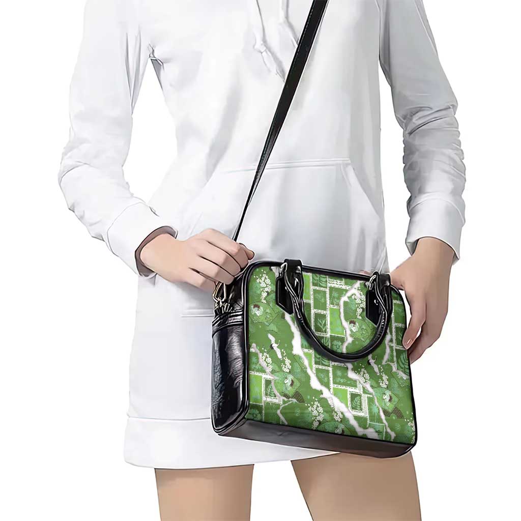 Hawaii Japanese Culture Sage Green Shoulder Handbag Spring Cranes Aloha Pattern LT01 - Polynesian Pride