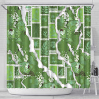 Hawaii Japanese Culture Sage Green Shower Curtain Spring Cranes Aloha Pattern LT01 - Polynesian Pride