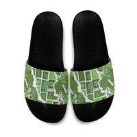 Hawaii Japanese Culture Sage Green Slide Sandals Spring Cranes Aloha Pattern LT01 Sage - Polynesian Pride