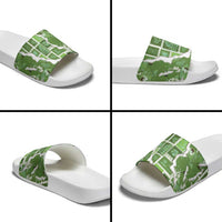 Hawaii Japanese Culture Sage Green Slide Sandals Spring Cranes Aloha Pattern LT01 - Polynesian Pride
