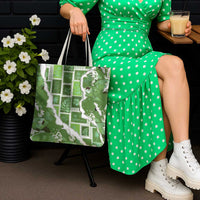 Hawaii Japanese Culture Sage Green Tote Bag Spring Cranes Aloha Pattern LT01 - Polynesian Pride