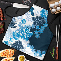 Blue Hibiscus Plumeria Floral Apron LT01 Blue - Polynesian Pride