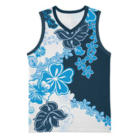 Blue Hibiscus Plumeria Floral Basketball Jersey LT01 Unisex Blue - Polynesian Pride