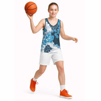 Blue Hibiscus Plumeria Floral Basketball Jersey LT01 - Polynesian Pride