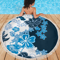 Blue Hibiscus Plumeria Floral Beach Blanket LT01 - Polynesian Pride