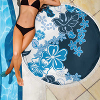 Blue Hibiscus Plumeria Floral Beach Blanket LT01 - Polynesian Pride