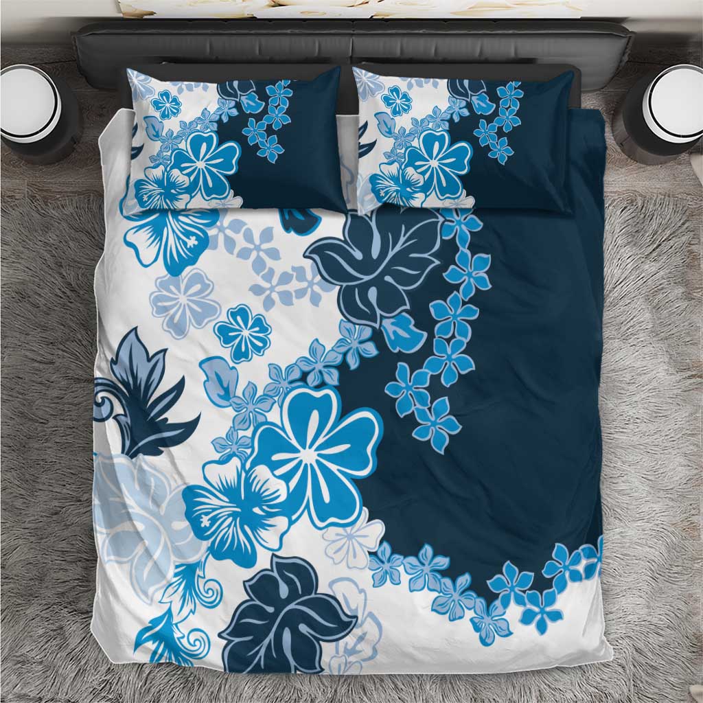 Blue Hibiscus Plumeria Floral Bedding Set LT01 Blue - Polynesian Pride