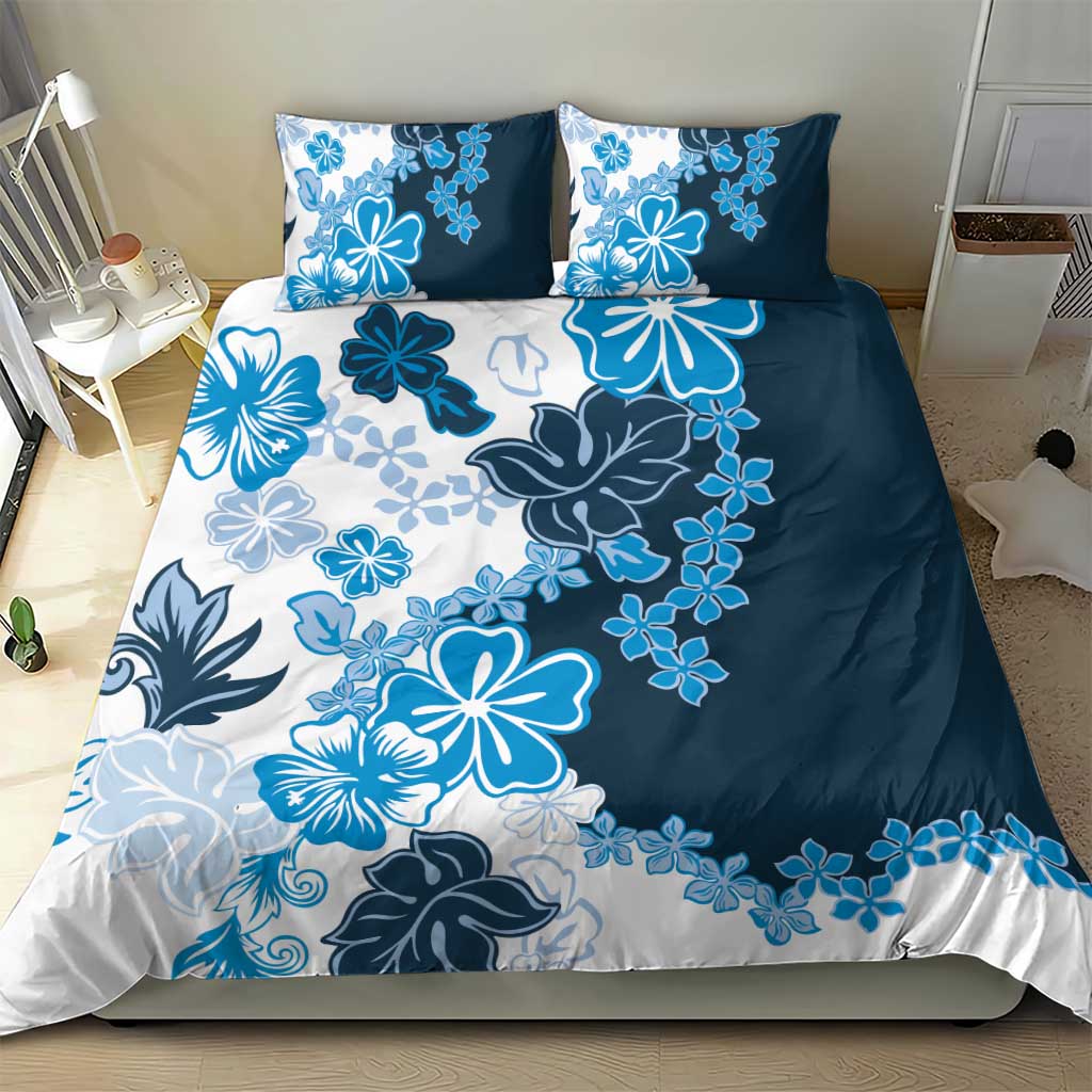 Blue Hibiscus Plumeria Floral Bedding Set LT01 - Polynesian Pride