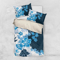 Blue Hibiscus Plumeria Floral Bedding Set LT01 US Twin 172cm x 218cm Blue - Polynesian Pride