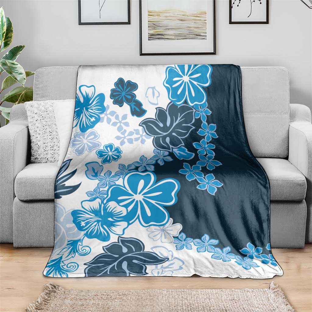 Blue Hibiscus Plumeria Floral Blanket LT01 - Polynesian Pride