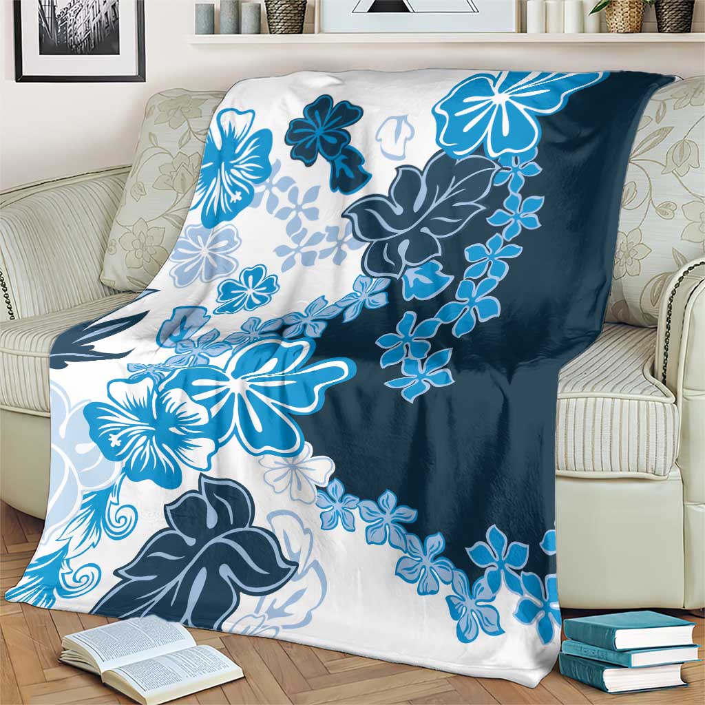 Blue Hibiscus Plumeria Floral Blanket LT01 - Polynesian Pride