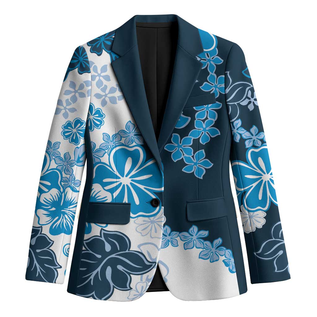 Blue Hibiscus Plumeria Floral Blazer LT01 Unisex Blue - Polynesian Pride