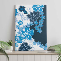 Blue Hibiscus Plumeria Floral Canvas Wall Art LT01 - Polynesian Pride