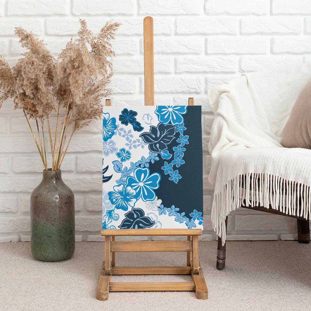 Blue Hibiscus Plumeria Floral Canvas Wall Art LT01 - Polynesian Pride