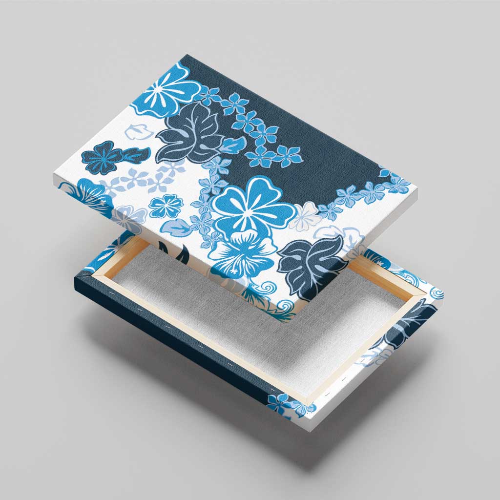 Blue Hibiscus Plumeria Floral Canvas Wall Art LT01 - Polynesian Pride