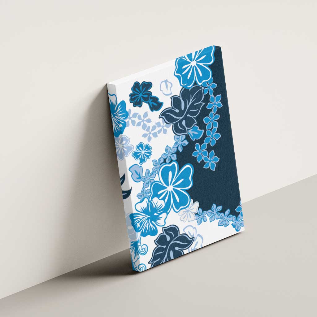 Blue Hibiscus Plumeria Floral Canvas Wall Art LT01 - Polynesian Pride